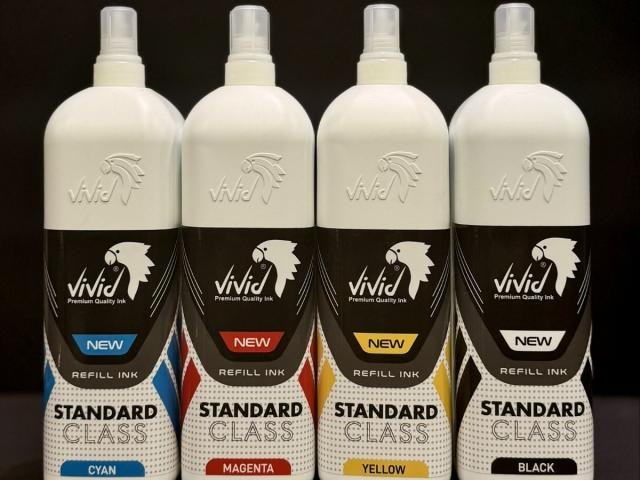 Vivid Premium Quality Refill Ink - Standard Class (Set of 4 Colors: Cyan, Magenta, Yellow, Black)