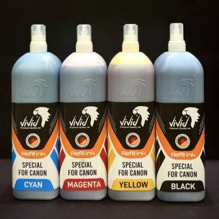 Vivid Premium Refill Ink Set for Canon Printers (Cyan, Magenta, Yellow, Black) 1L