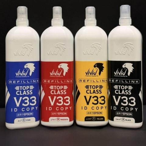  Vivid Refill Ink V33 Top Class Set for Epson Printers (CMYK) 1 Liter
